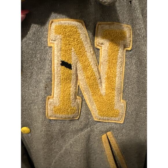 Vintage 60S Wool Varsity Jacket Yellow/ Gray - Picture 2 of 10